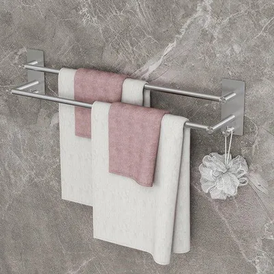 Obrázek produktu pro 60 cm samolepicí držák na ručníky z nerezové oceli, stříbrný, pro montáž na zeď
