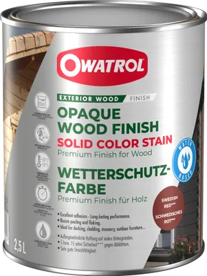 Produktbild von Solid Color Stain - Deckende Premium-Wetterschutzfarbe - Schwedenrot 2,5 Liter