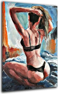 Produktbild von Frau in Unterwäsche Erotik Leinwandbild Wandbild  XL Kunstdruck Deko: 60x90x4cm
