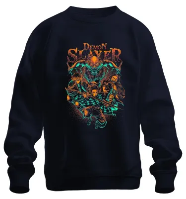 Immagine prodotto di Demon Slayer Kimetsu no Yaiba Tanjiro Nezuko Zenitsu Inosuke Felpa Unisex Pullover, Navy, M