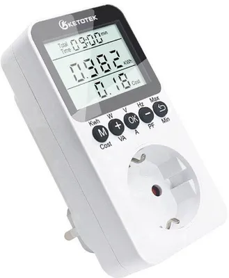 Productafbeelding van Stroommeter voor stopcontact, stroommeter, energiekostenmeter, 3680W digitaal energiekosten stroomverbruikmeter, stroomverbruik meter met LCD-scherm