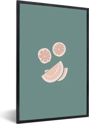 Produktbild von MuchoWow® Gerahmtes Poster Sommer - Obst - Pastell 20x30 cm - Poster mit Schwarzem Bilderrahmen Wandposter Rahmen Foto Bilder - Drucken - Bilder Poster im Rahmen