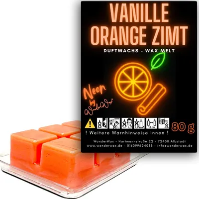 Produktbild von WonderWax Neon Duftwachs Wax Melts für Duftlampe, 6 Würfel Duftmelt Wachsmelt Sojawachs Neon Würfel für Raumdüfte, Wachs Duftöl Indoor Herbst Melts für Aromalampe Spicy Vanille Orange Zimt