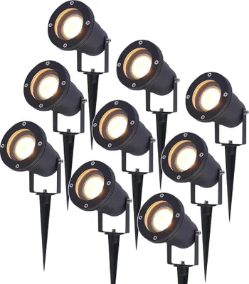 Produktbild von hoftronic LED Gartenstrahler 4W 345lm 2700K IP65 Schwarz 9er Set