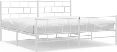 Produktbild von vidaXL Bettgestell mit Kopf- und Fußteil Metall Weiß 193x203 cm