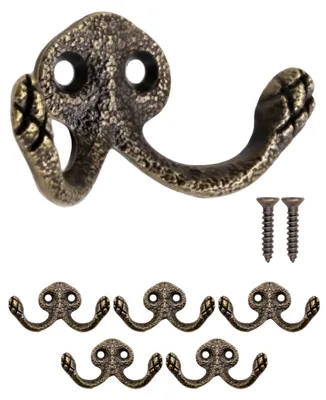 Garderobenhaken aus Gusseisen, 5er-Set, Bronze, rustikales Design