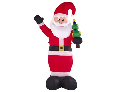 Obrázek produktu pro BELIANI Venkovní LED vánoční nafukovací  Santa Claus červená tkanina Zahradní dekorace