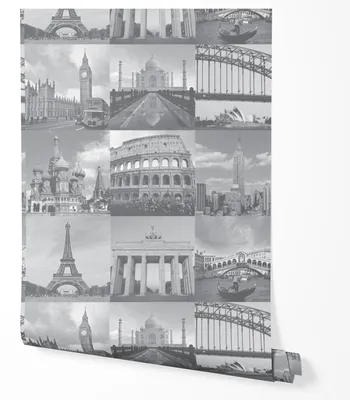 Zdjęcie produktu dla Tapeta Samoprzylepna Zdjęcia Miast Paryż Berlin Rzym Do Pokoju Nastolatka 2.5m x 0.5m