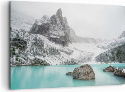 Produktbild von Bild auf Leinwand - Leinwandbild - Einteilig - Berge See Schnee - 100x70cm - Wand Bild - Wanddeko - Wandbilder - Leinwanddruck - Bilder - Wanddekoration - Leinwand bilder - Wandbild - AA100x70-4377