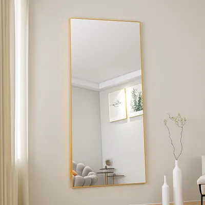 Produktbild von INONEFT Ganzkörperspiegel 180×80 cm, Bruchsicher Spiegel Hängend oder Lehnend an die Wand, für Schlafzimmer, Wohnzimmer Ankleidezimmer, Gold