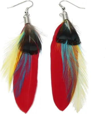 Produktbild von 1 Paar Feder Ohrringe Boho Rot