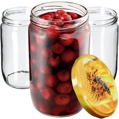 Immagine prodotto di KADAX barattoli per conserve con coperchio "Niva", barattoli per marmellata, barattoli per conserve, 720 ml, ape, 24 pezzi