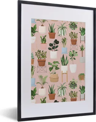 Produktbild von MuchoWow® MuchoWow® Gerahmtes Poster Pflanzen - Monstera - Kaktus - Palme 30x40 cm - Poster mit zchwarzem Bilderrahmen - Wandposter Schlafzimmer