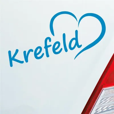 Produktbild von Auto Aufkleber Krefeld Herz Stadt City Liebe Love Heart 16,5x8 cm Hellblau Sticker Heckscheibenaufkleber