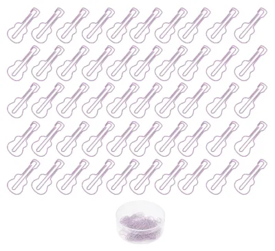 Image de 50 trombones violets en forme de guitare, portables, forme décorative, pince à trombones