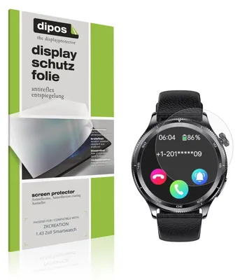 Produktbild von 6x Schutzfolie für ZKCREATION 1.43 Zoll Smartwatch matt Displayschutzfolie Folie Display Schutz dipos