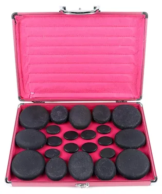 Produktbild von Hot Stone Massage Set mit Heizbox und 20 Basaltsteinen