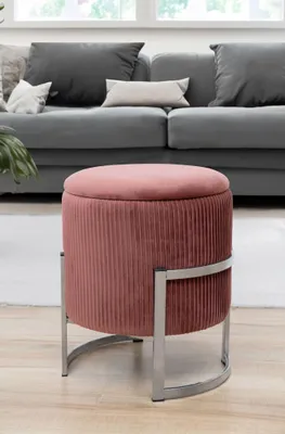 Produktbild von Hocker mit Stauraum SIMORIN - rosa/silber