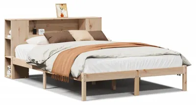 Obrázek produktu pro vidaXL Postel z masivu s policí bez matrace 135x190 cm borovice