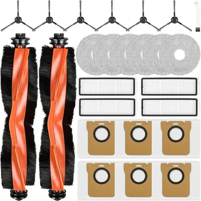 Produktbild von 25 Stück Zubehör für Xiaomi X20 Max / X20 Pro Saugroboter, Ersatzteile 2 Hauptbürste 6 Staubbeutel 6 Wischpad 4 HEPA Filter 6 Seitenbürste 1 Reinigungszubehör für Xiaomi X20