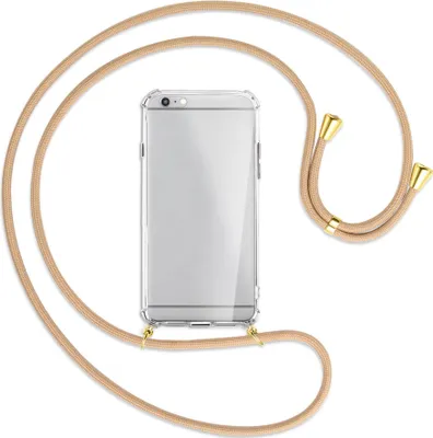 Produktbild von Handykette Backcover-Schutzhülle mit Band (Metall goldfarben) für Apple iPhone 6 Plus - beige