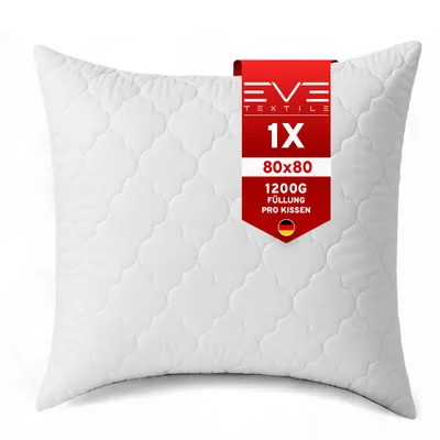 Produktbild von EVE Textile® Kopfkissen 80x80 cm Bis 60° Waschbar Steppkissen Schlaf-Kissen mit abnehmbarem Bezug & hochwertiger Kissenfüllung Bett oder Deko Kissen