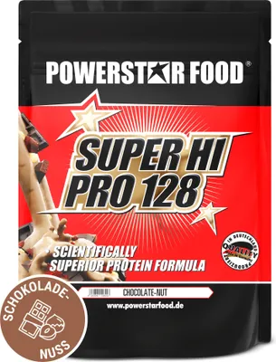 Produktbild von Powerstar SUPER HI PRO 128 | Mehrkomponenten Protein-Pulver 1kg | Höchste Biologische Wertigkeit | Protein-Shake zum Muskelaufbau | Chocolate-Nut