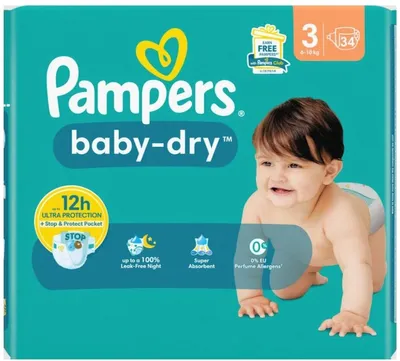 Produktbild von Pampers Baby-Dry, Größe 3 (6-10 kg), Packung mit 35 Windeln