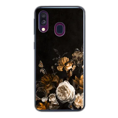 Produktbild von MuchoWow® Handyhülle Schutzhülle Hülle für Samsung Galaxy A40 Blume - Gold - Muster Silikon Softcase Handy Hülle - Handy-Tasche
