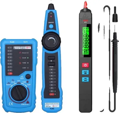 Zdjęcie produktu dla Tester kabli sieciowych, RJ11 RJ45 Cat5 Cat6, lokalizator kabli telefonicznych, zestawy narzędzi FWT11