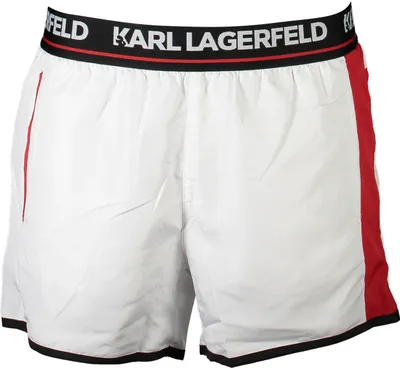 Produktbild von Stilvolle Herren Badeshorts in Weiß mit Kontrastdetails und Taschen