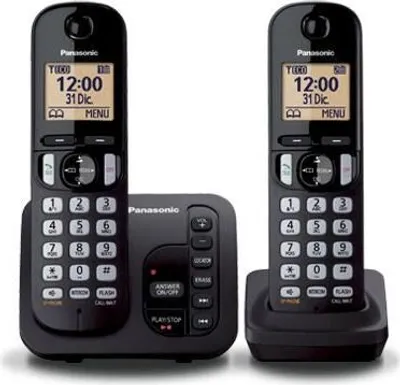 Zdjęcie produktu dla Panasonic KX-TGC222, Telefon w systemie DECT, Zestaw słuchawkowy bezprzewodowy, Głośnik, 50 wejścia, Nazwa i identyfikacja dzwoniącego, Czarny