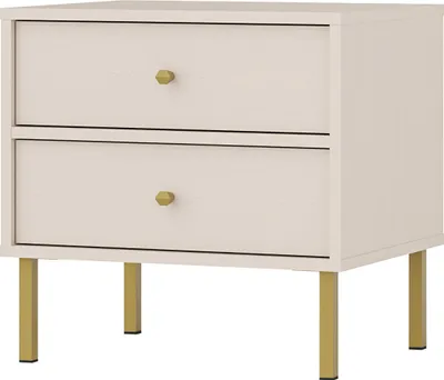 Produktbild von Masseno Nachttisch TORINO Nachtschrank Beistelltisch für Schlafzimmer 51,8 x 50 x 40,8 cm Beige