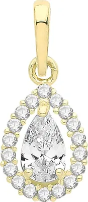 Produktbild von Modischer 9 Karat (375) Gold Damen - Anhänger mit Zirkonia - 15mm*6mm; TRS34415
