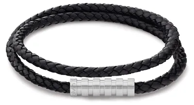 Image de Bracelet en cuir pour homme Calvin Klein, collection WRAPPED & BRAIDED, couleur noire - 3500