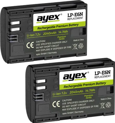 Produktbild von LP-E6N Akku 2er Set für zB Canon EOS R 5D Mark IV 6D Mark II 7D Mark II 80D 90D 2040mAh
