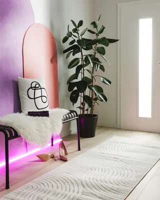 Läufer Kunstfaser, abstrakt-geometrisch, Creme, 80 x 240 cm