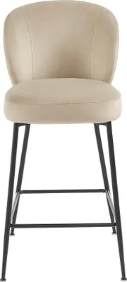 Produktbild von Set aus 2 Barhockern aus Velours und schwarzem Metall - Beige - POLPONA