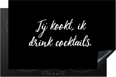 Produktbild von KitchenYeah© Herdabdeckplatte Du kochst, ich trinke Cocktails - Zitate - Sprichwörter - Cocktail - Getränke , 81x52cm, Küche Deko, Glaskeramikkochfeld Herdabdeckung, Abdeckplatte fùr Kochfeld