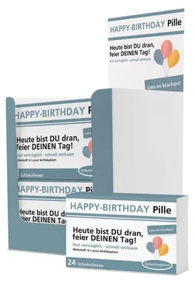 Produktbild von Scherztablette Happy Birthday 22g blau Schokolade Geschenkidee lustig Geburtstag