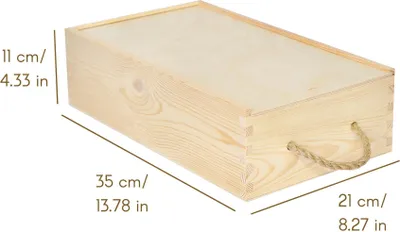 Produktbild von Creative Deco Weinkiste Holzkiste aus Kiefernholz - Weinbox für 2 Flaschen mit Schiebedeckel Tragekordel