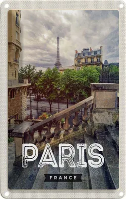 Produktbild von vianmo Blechschild 18x12 cm Paris Frankreich Eiffelturm Stadt Abenteuer Reisen Urlaub