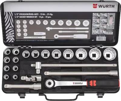 Produktbild von WÜRTH 1/2 Zoll Steckschlüssel-Sortiment, 12-kant 21-tlg.