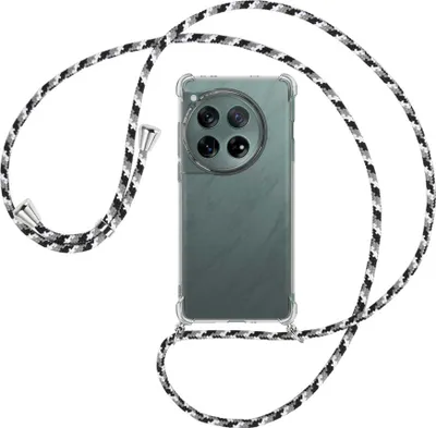 Produktbild von Handykette Backcover-Schutzhülle mit Band (Metall silberfarben) für OnePlus 12 5G (PJD110) - schwarz/grau/weiß