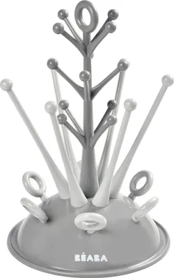 Image de BÉABA, égouttoir à biberons pour arbre, grande capacité, 6 biberons et accessoires, bac de récupération d'eau amovible, pratique, design astucieux, gris clair