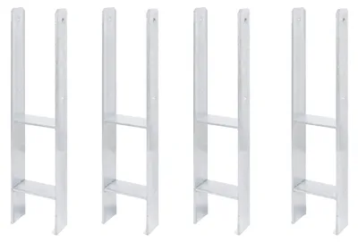 Zdjęcie produktu dla Alberts 4 x wsporniki słupków H, 111x600 mm, grubość materiału 6 mm, głębokość 60 mm, ocynkowane ogniowo