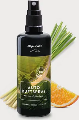 Produktbild von Auto Duftspray Allgäuer Erfrischung mit Lemongrass, Orange und Bergamotte