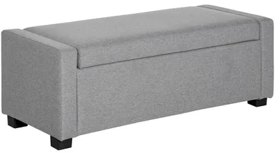 Immagine prodotto di HOMCOM Panca Fondoletto con Vano Contenitore, Cassapanca di Design, in Tessuto Grigio, 120x50x44 cm