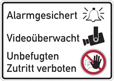 Produktbild von Dreifke® Hinweisschild, Alarmgesichert - Videoüberwacht - Zutritt verboten | ...