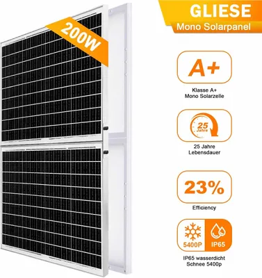 Produktbild von 200W monokrystalický solární panel Fotovoltaický 12V/18V PV monosolární panel pro autobaterii/obytný dům/dům/loď/domov